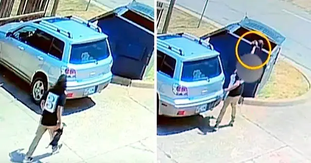 Woman Swings Tiny Puppy By The Neck, Throws Him In The Dumpster And Runs Off