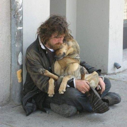 This dog never abandoned its owner even though he was just a poor homeless man