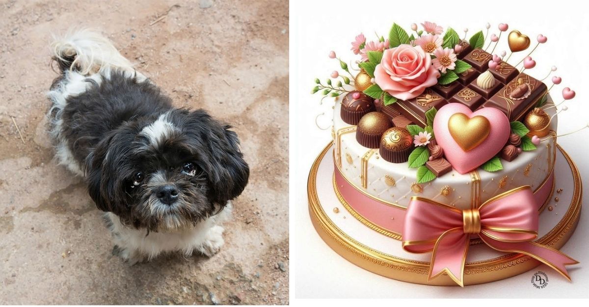 Because he was abandoned, no one trimmed this dog's hair on his important birthday