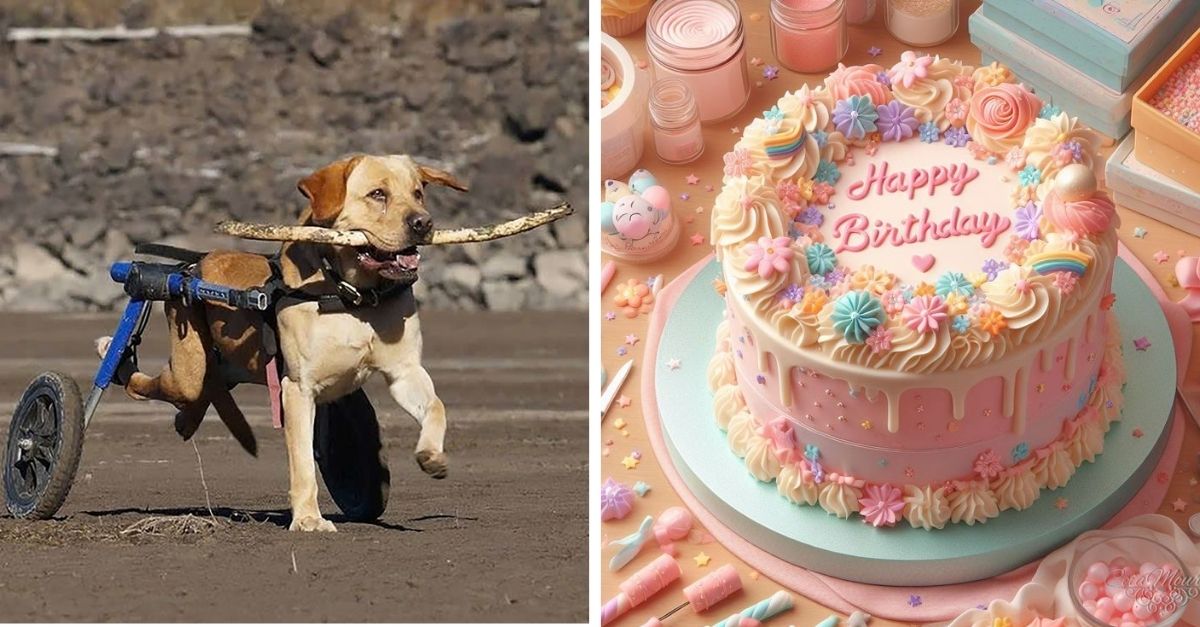 Dog with broken leg still works hard for owner to be rewarded with favorite birthday cake