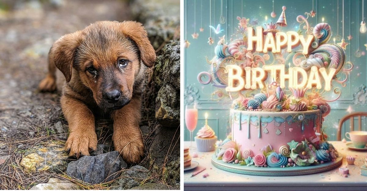 Poor dog lost his mother on his birthday is begging for help from everyone