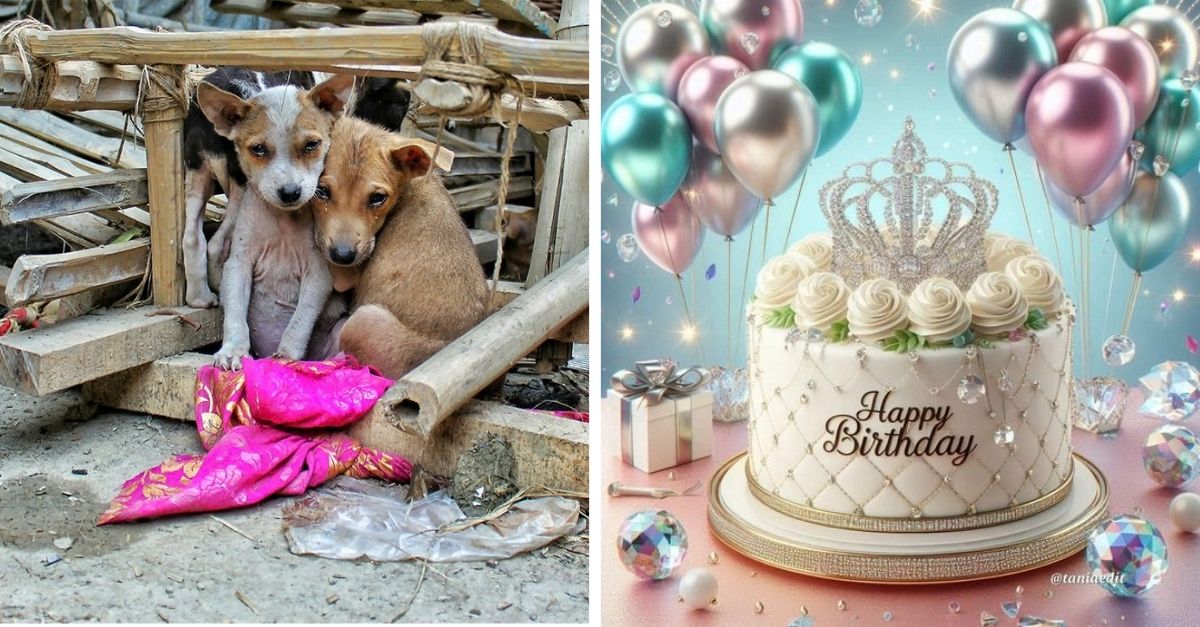 Two dogs who loved to eat cake on their birthday became strays because they were abandoned